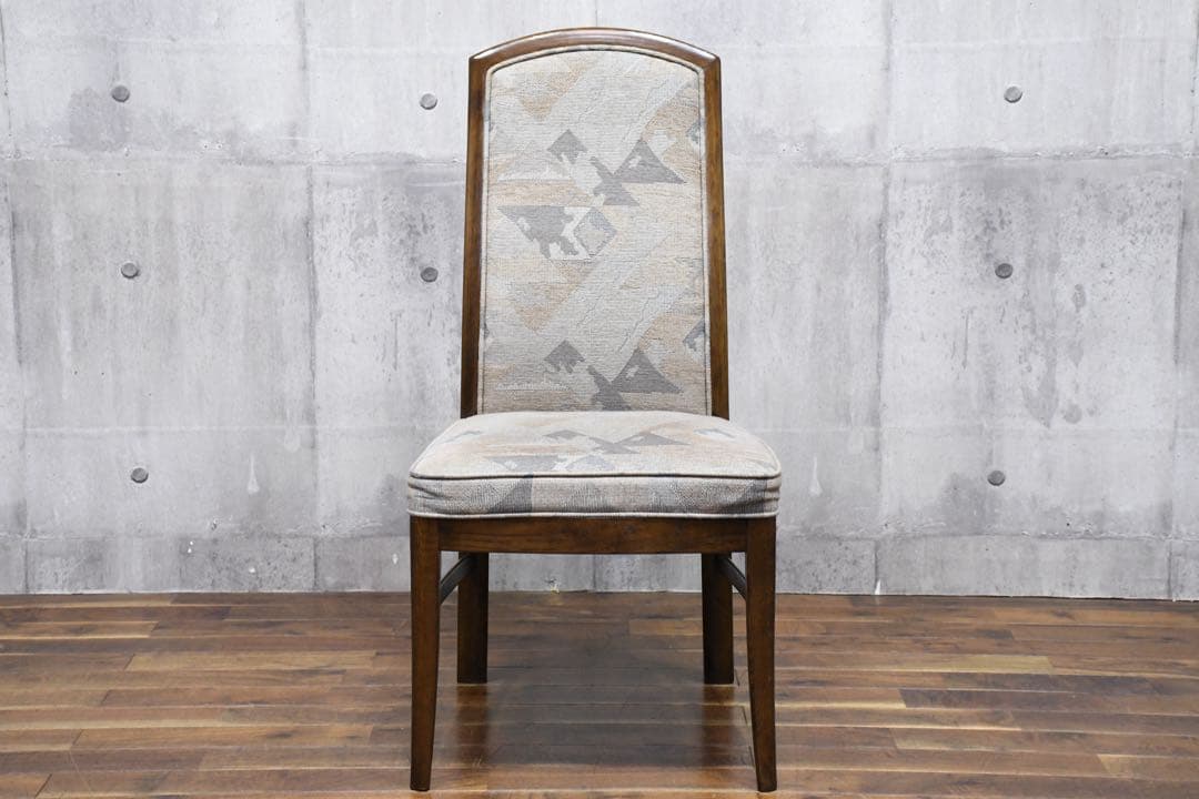 FAC62 カリモク ダイニングチェア ハイバック ブナ材 総柄ファブリック