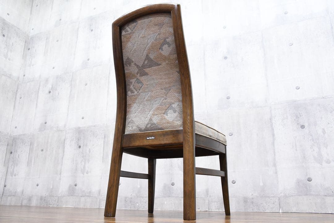FAC62 カリモク ダイニングチェア ハイバック ブナ材 総柄ファブリック