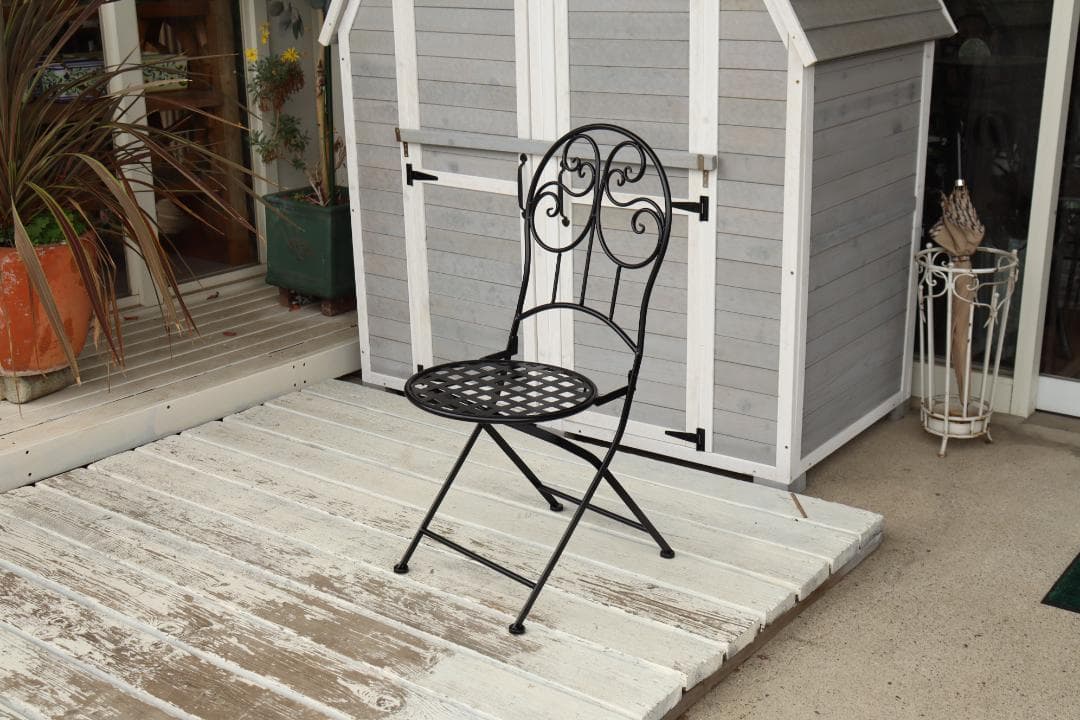 ガーデンテーブルセット アイアン ブルーフラワー 3点セット