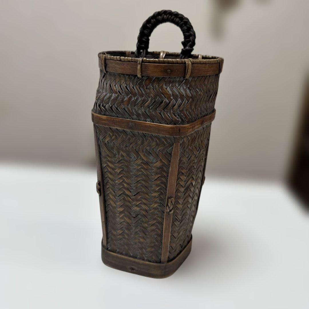 花籠 竹籠 竹カゴ ビンテージ アンティーク 竹工芸 工芸品 茶道具 花道具