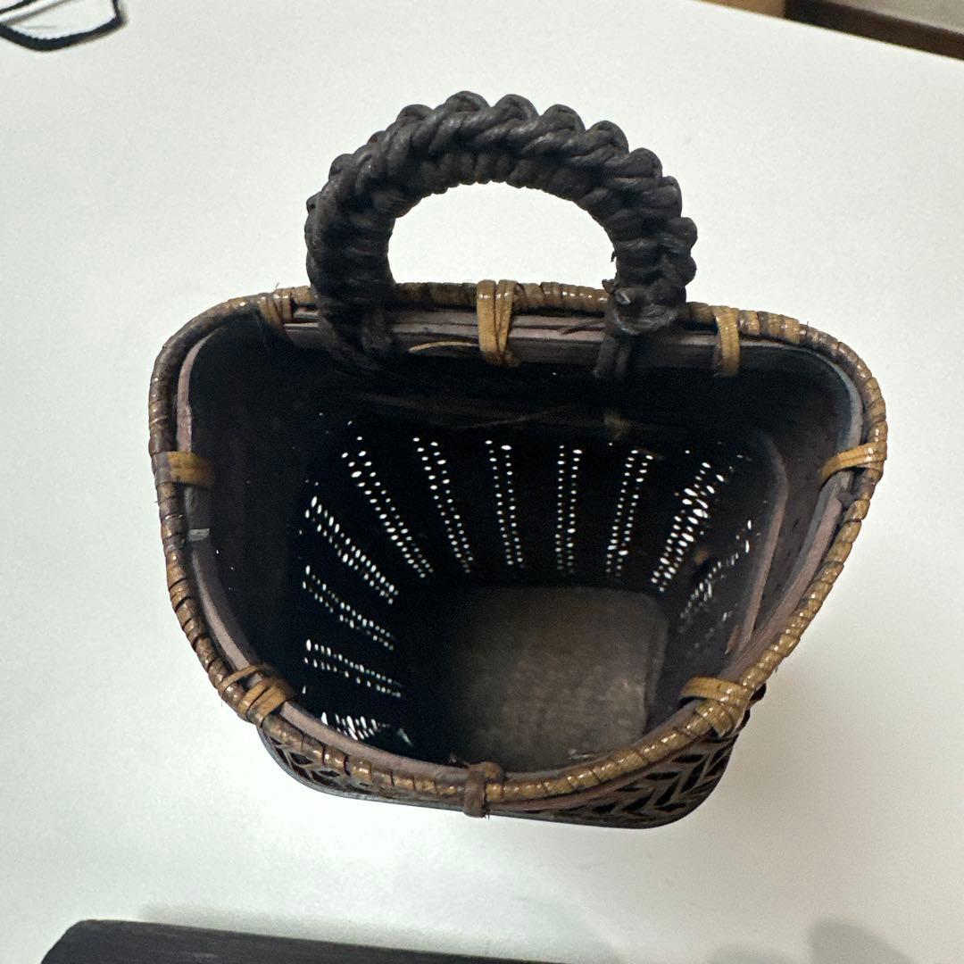 花籠 竹籠 竹カゴ ビンテージ アンティーク 竹工芸 工芸品 茶道具 花道具