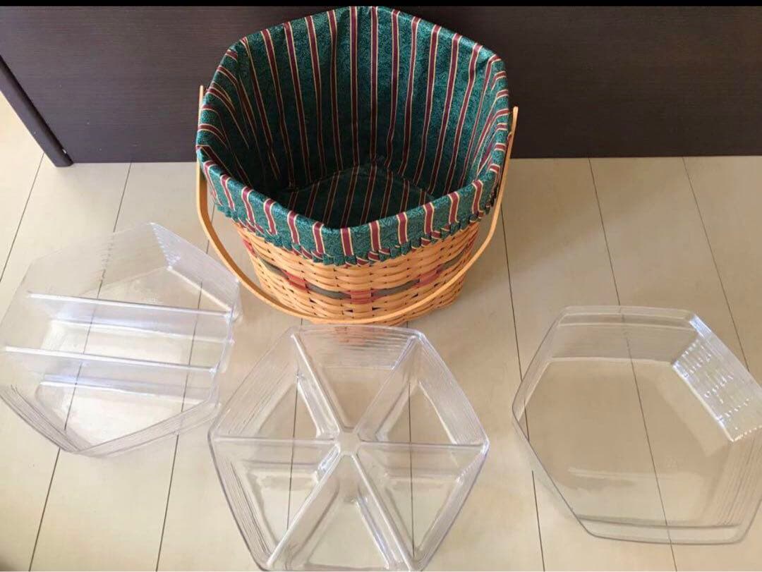 大きな籠　ロンガバーガー　ビンテージ　蓋付き　籠　かご　バスケット　レア