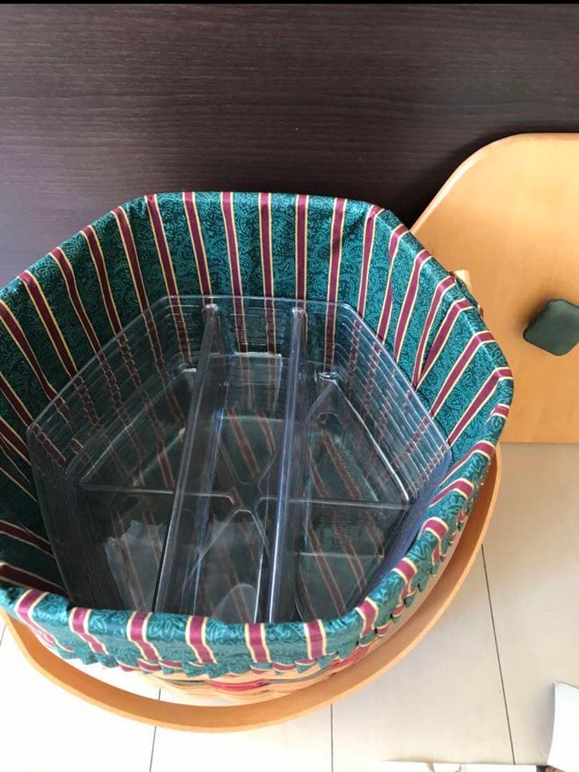 大きな籠　ロンガバーガー　ビンテージ　蓋付き　籠　かご　バスケット　レア