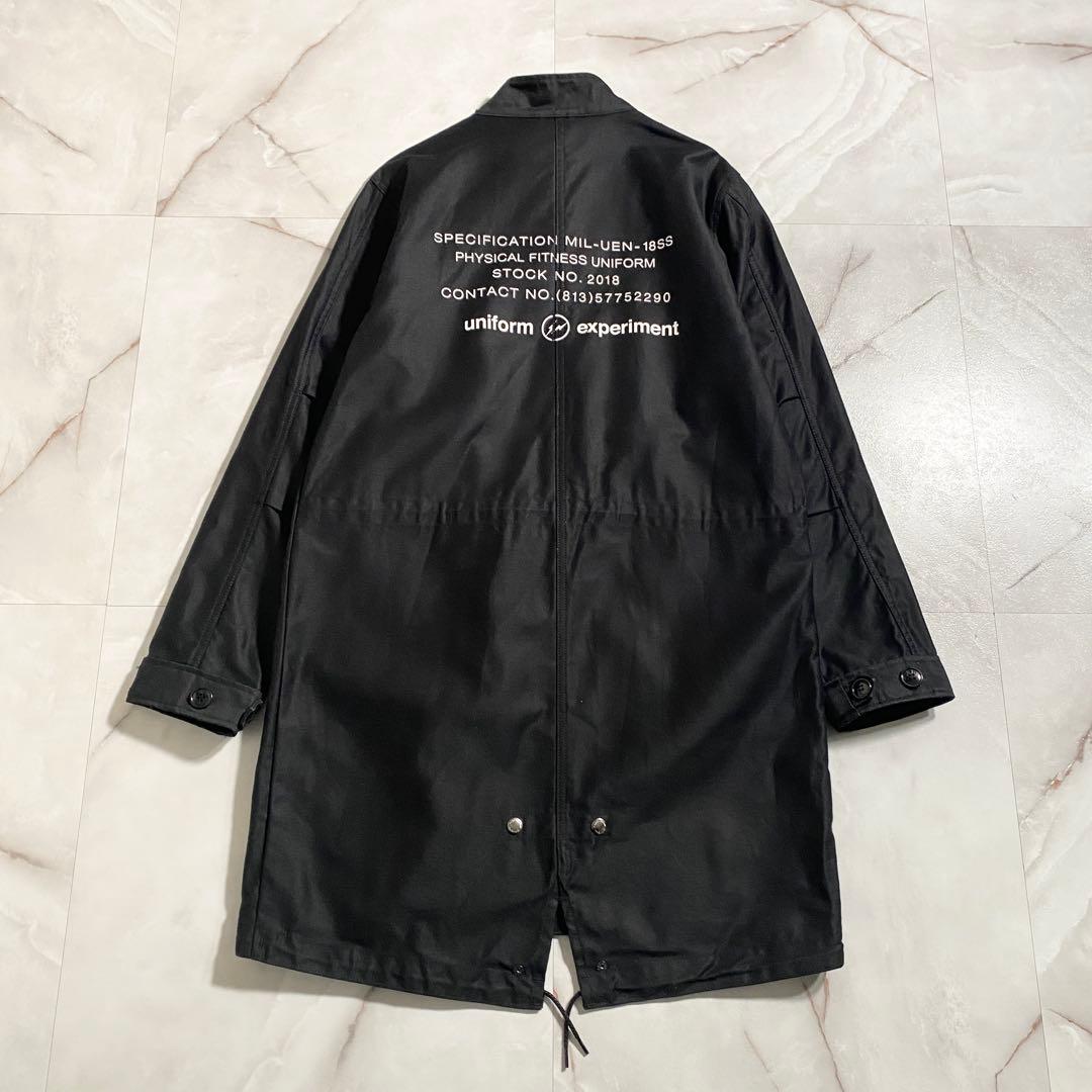 B18174 美品 UE×FRGMT スタンドカラーモッズコート 黒2