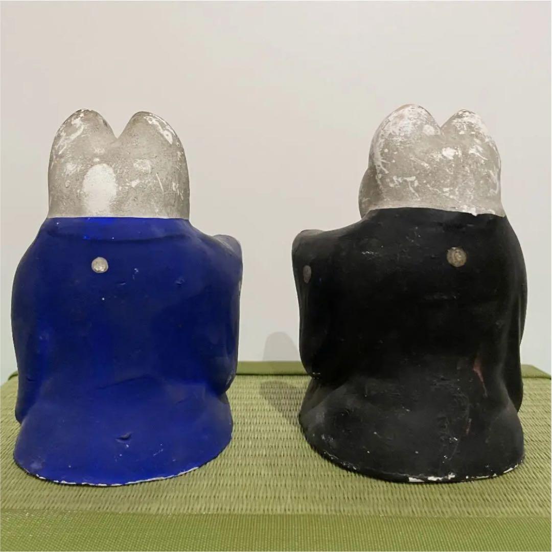 入手困難　招き猫　初辰猫　招福猫　中2匹　紺羽織　黒羽織　商売繁盛　運気上昇