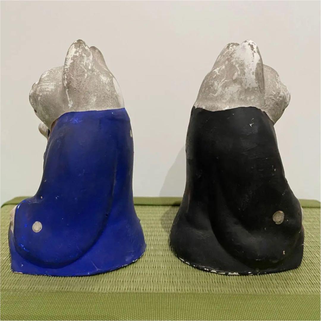 入手困難　招き猫　初辰猫　招福猫　中2匹　紺羽織　黒羽織　商売繁盛　運気上昇