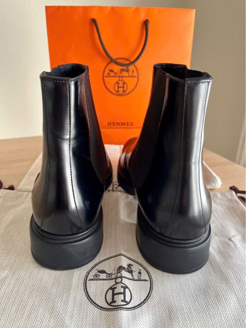 未使用 エルメス フュージョン カーフレザー サイドゴアブーツ43/27.5cm