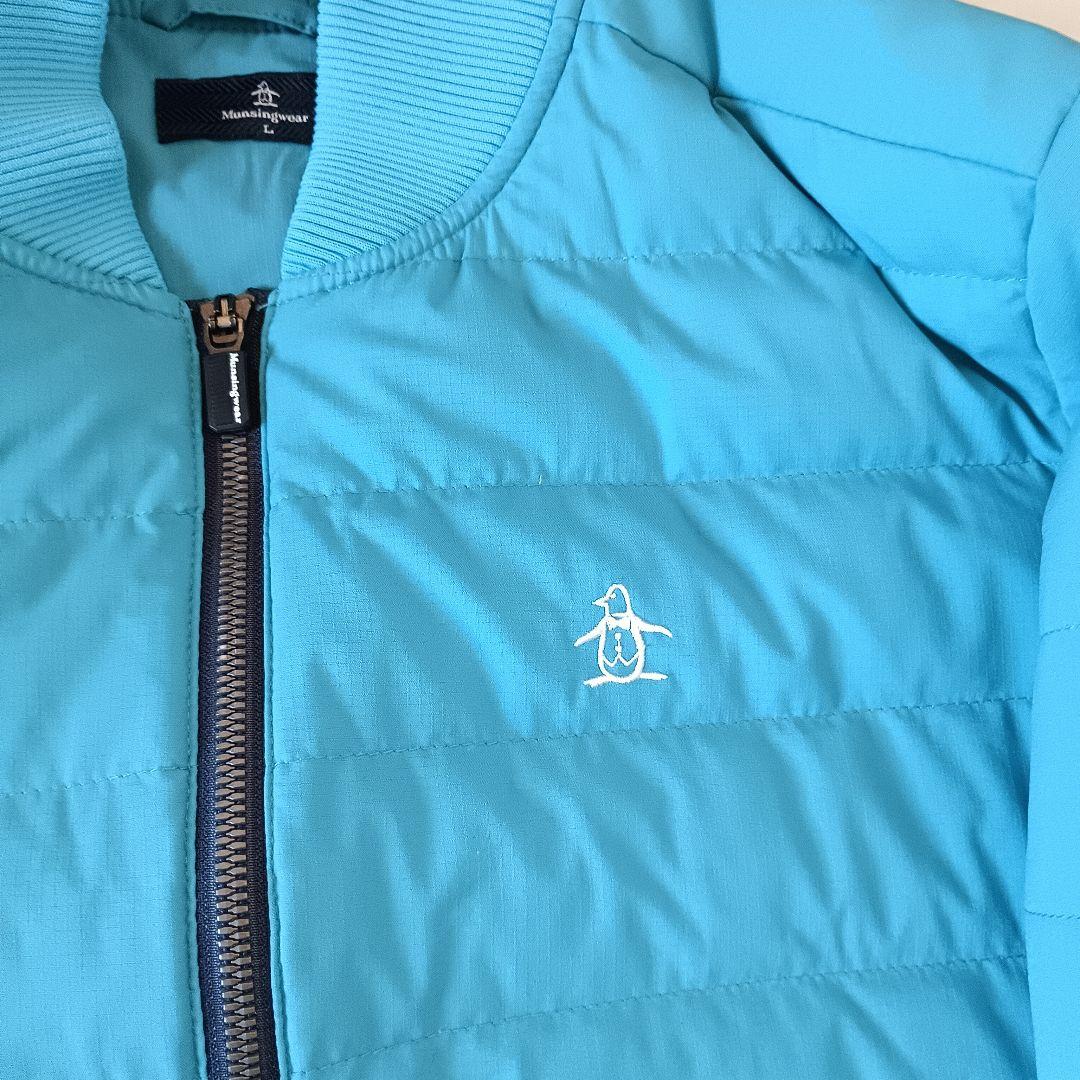 ​【美品】マンシングウェア ハイブリッド ダウンジャケット メンズL ブルー