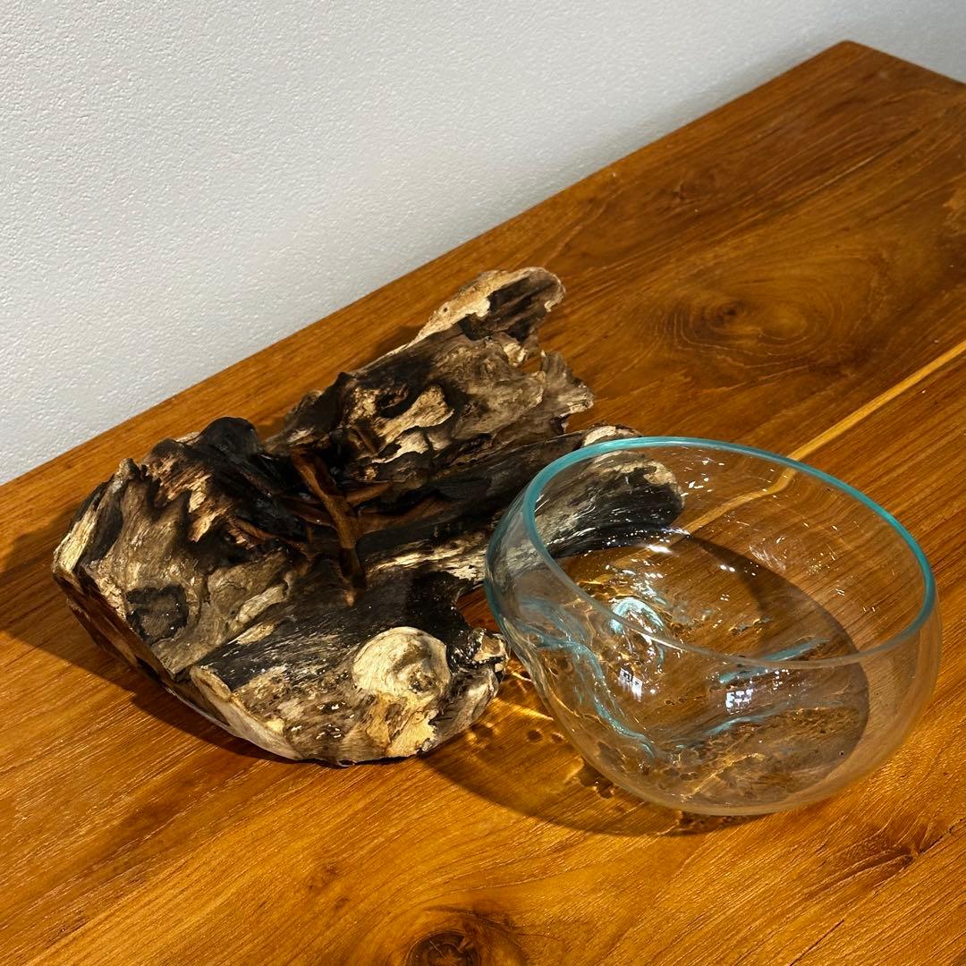 バリ島流木ガラス　w25×d17×h10cm 水槽　アクアリウムメダカ水槽810