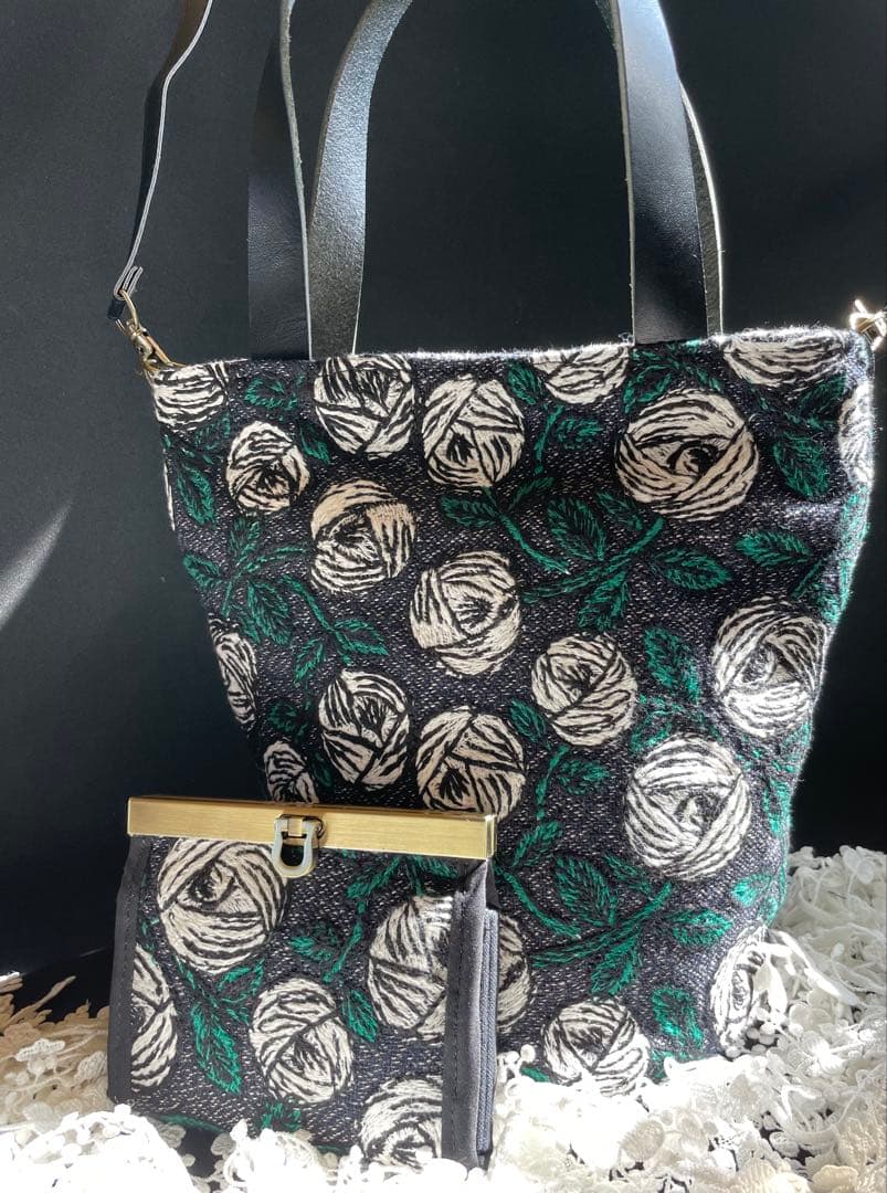 ミナペルホネン　rosy 丸底バッグ　ハンドメイド♪