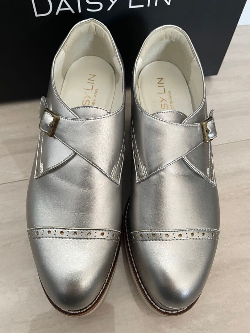 DAISY LIN シルバー ウェッジソール ローファー36