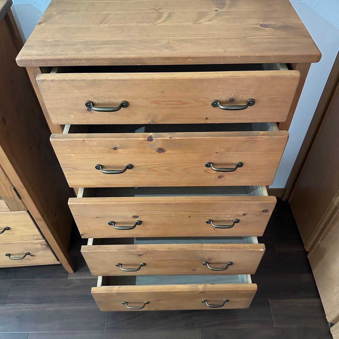 ナチュラルウッド 6段チェスト