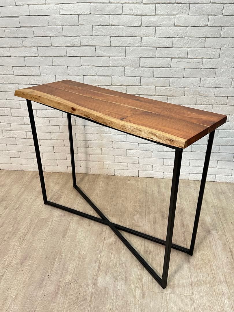 【東京都23区配送無料】一枚板　コンソール　テーブル　飾り棚　アイアン　机　玄関