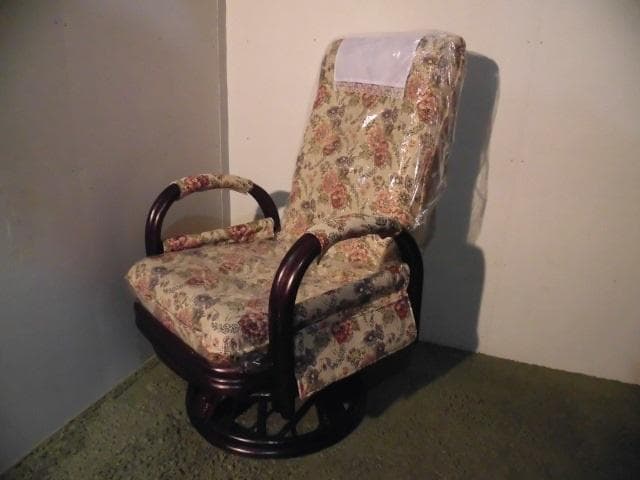 アウトレット【送料無料】高級ラタンギア式リクライニング回転座椅子【ハイタイプ】