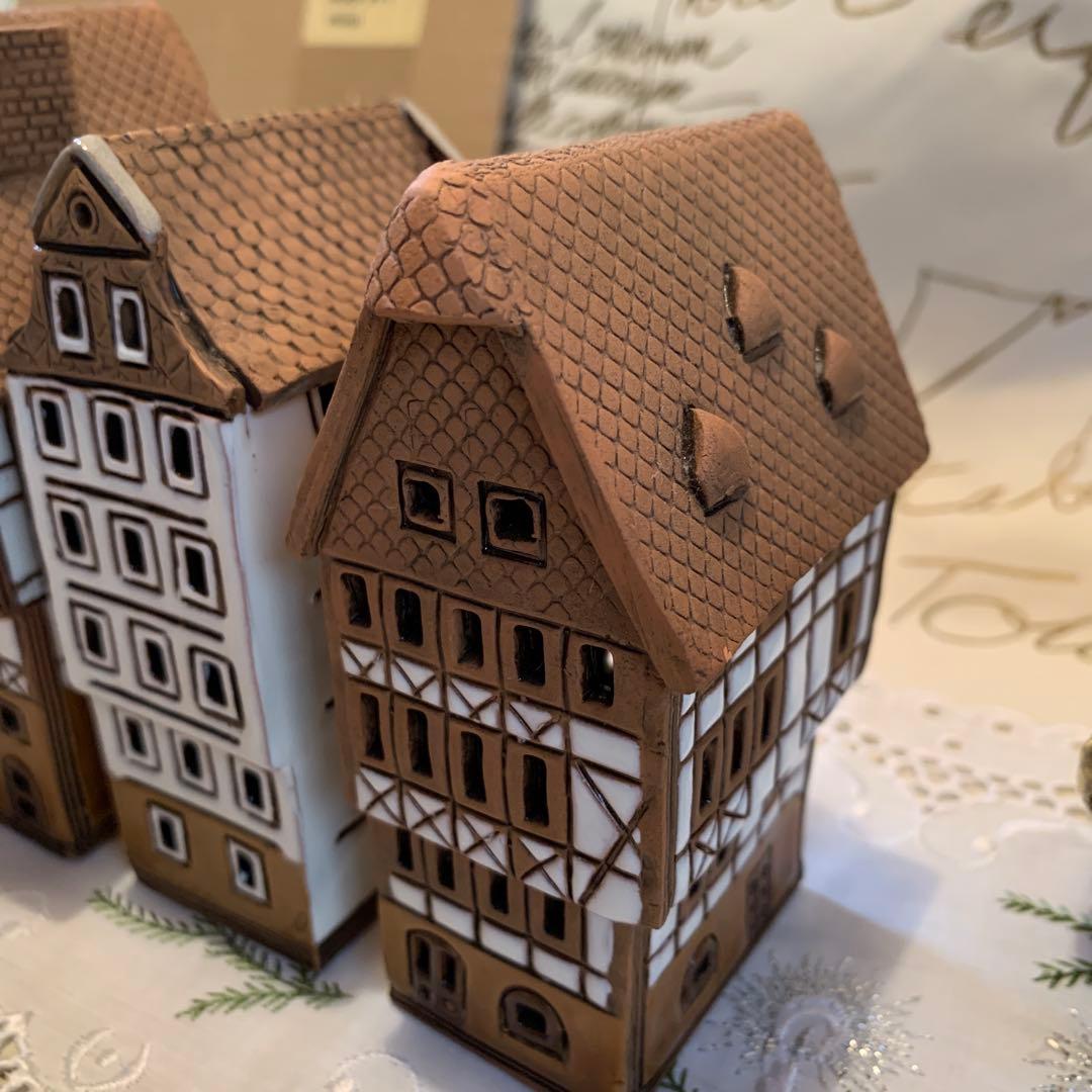 ドイツ製　置物　未使用品有名な街並みを再現した陶器のキャンドルハウス6個セット！
