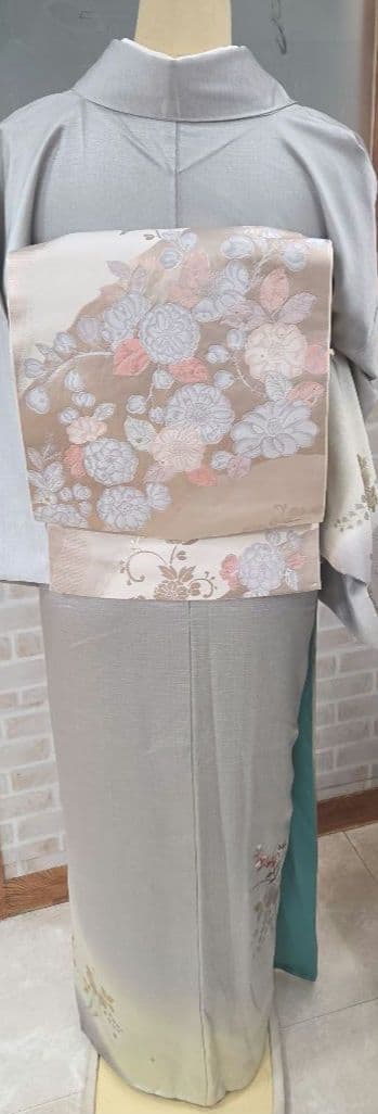 辻ケ花スワトウ付け下げ訪問着4点フルセット、着物、袋帯、帯締め、帯揚げ