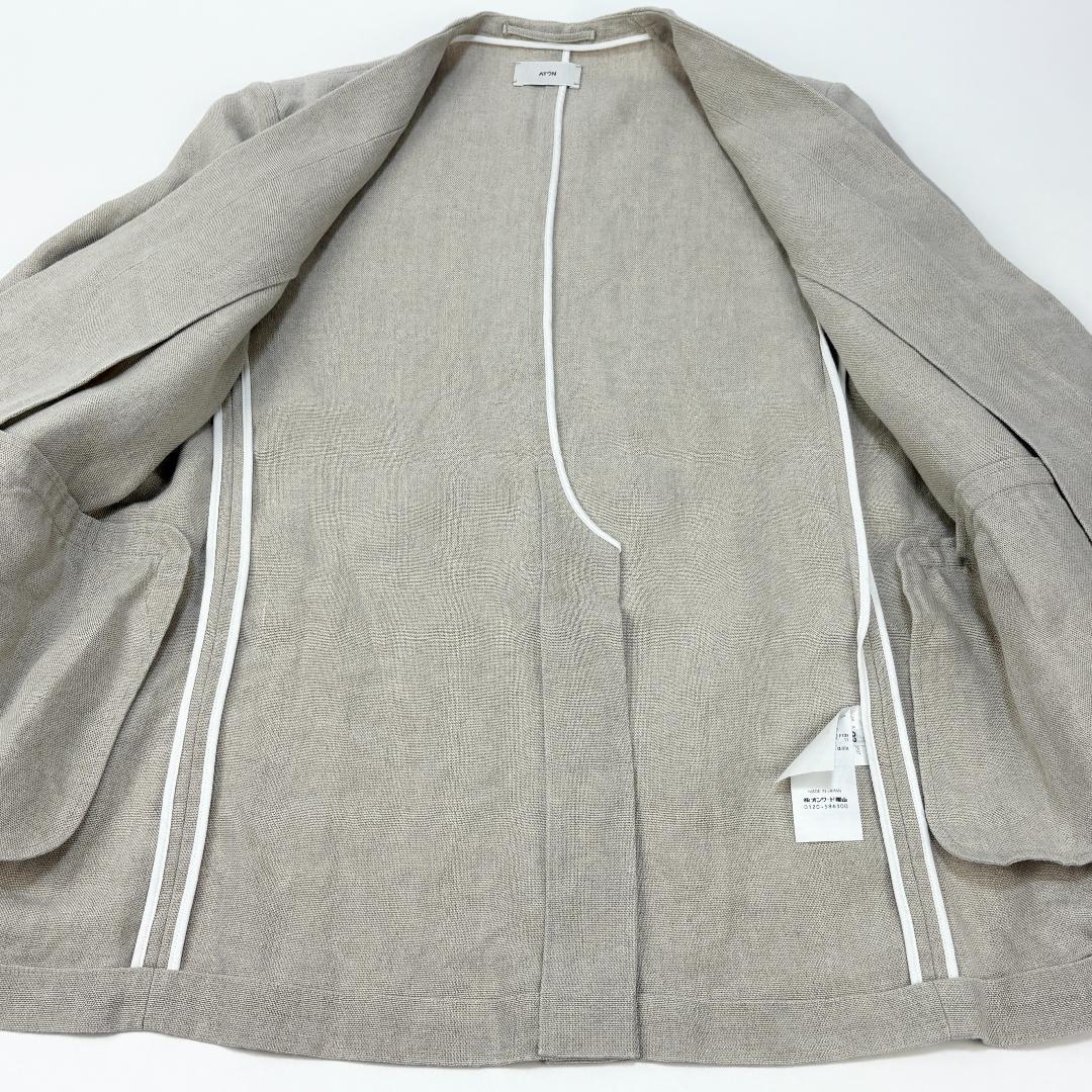 美品 ATON 23SS LINEN OXFORD ノーカラージャケット 02