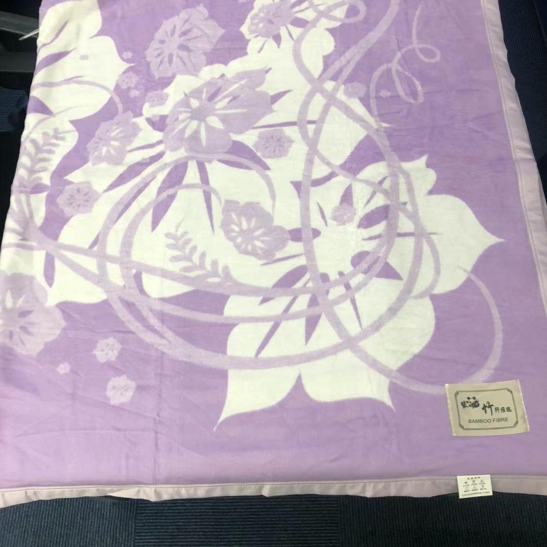 【新品未使用】竹繊維　毛布　ブランケット 　ブラウン　花柄