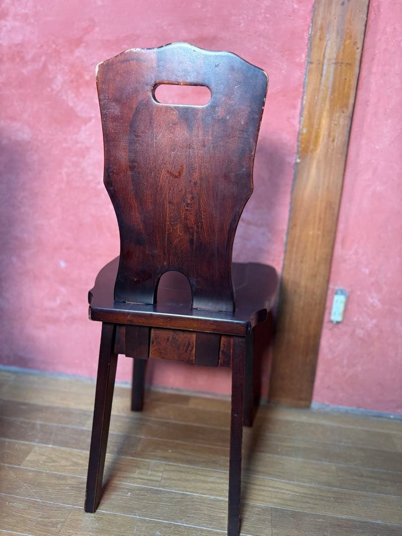 伝統民芸家具　神居民芸　(椅子、板座チェア) 2脚　　②