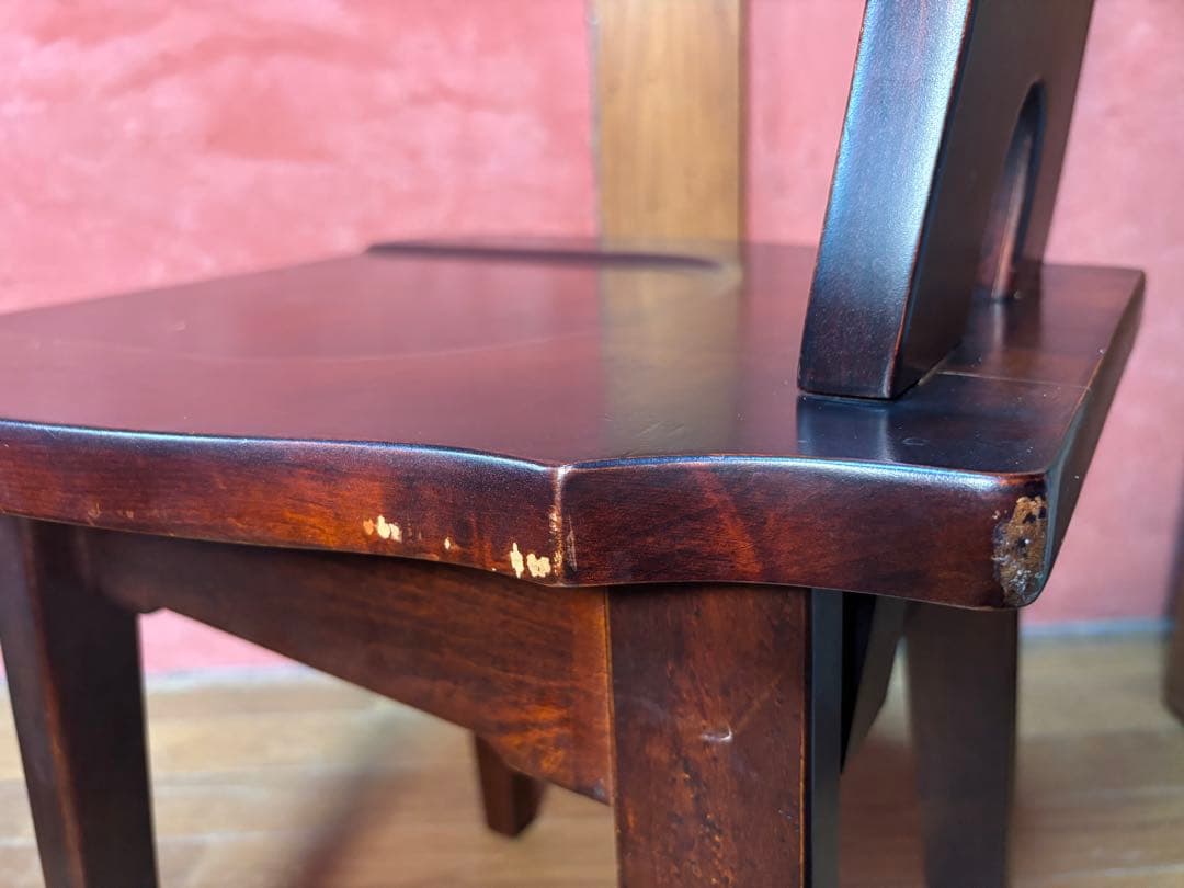 伝統民芸家具　神居民芸　(椅子、板座チェア) 2脚　　②