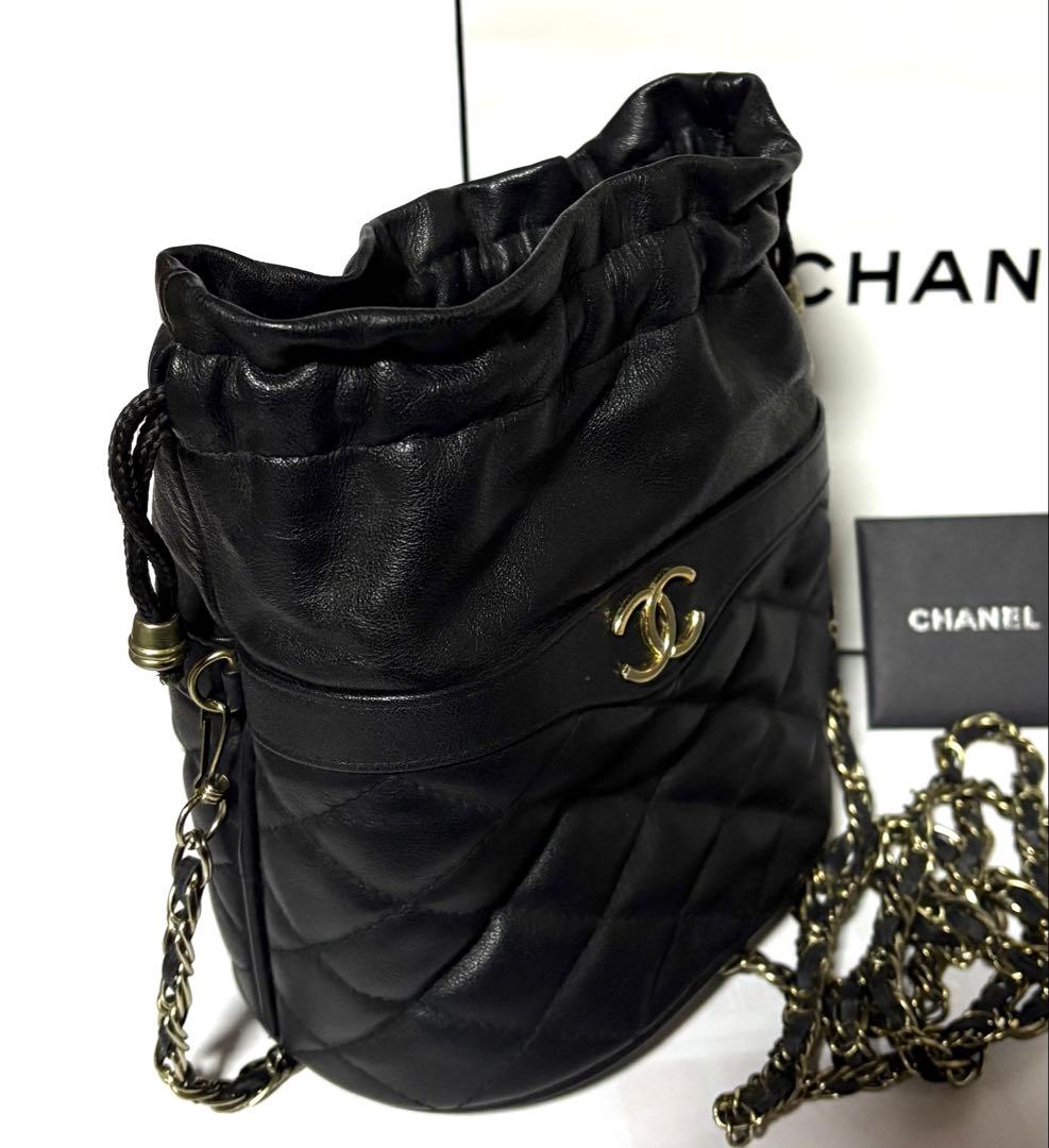 CHANELシャネル☆チェーンショルダー巾着バッグ&ブランドショッパー・カード