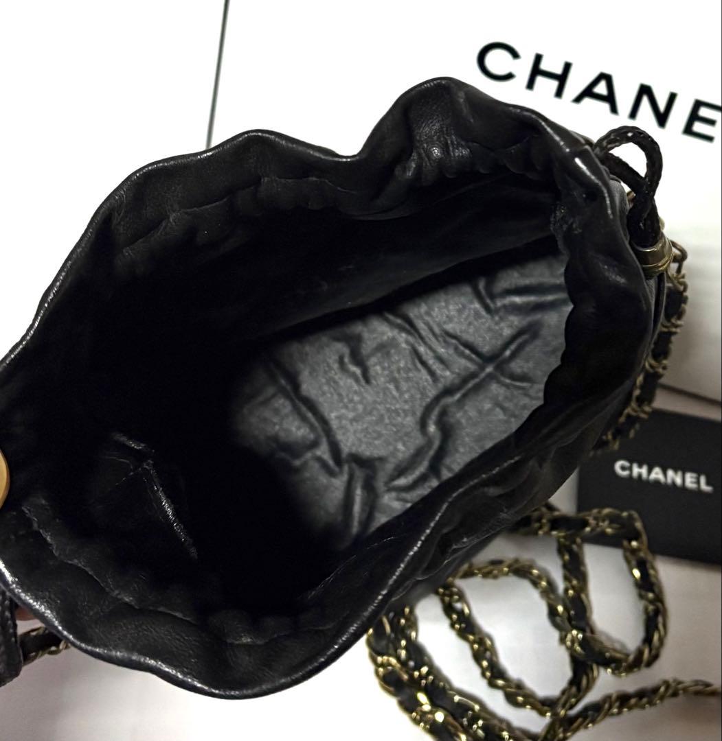 CHANELシャネル☆チェーンショルダー巾着バッグ&ブランドショッパー・カード