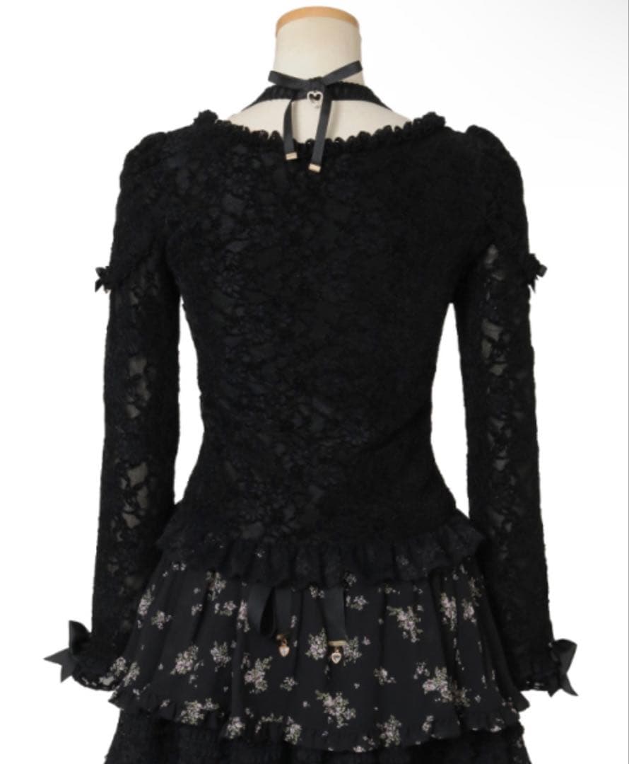 リズリサLIZLISA レースニットそートップス ブラック