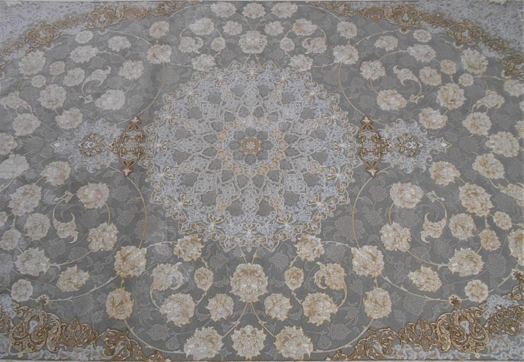 立体柄、144万ノット！本場イラン産 絨毯 ！150×225cm-202621