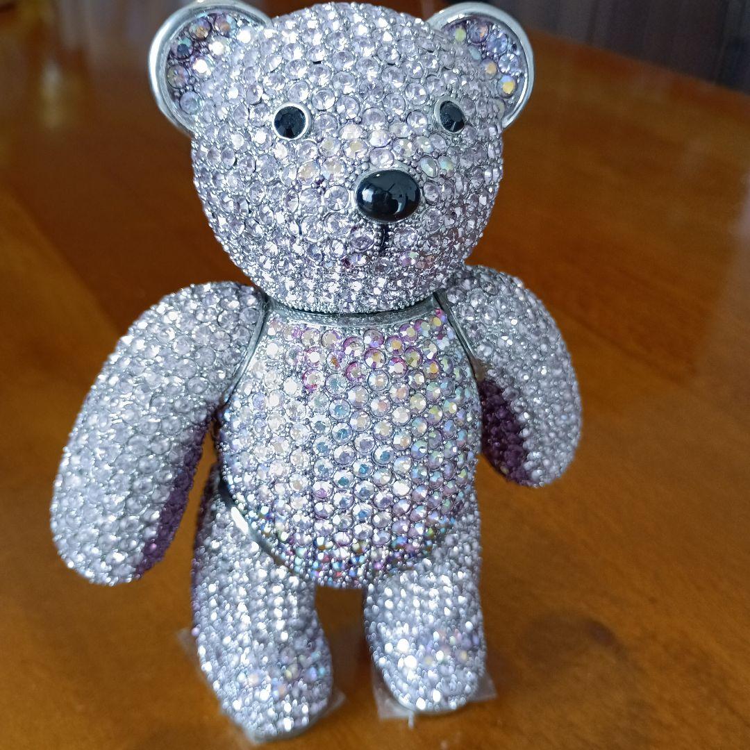 クリスタル、スワロフスキー装飾✳テディベア　ピンクパープル　アメリカ製　希少