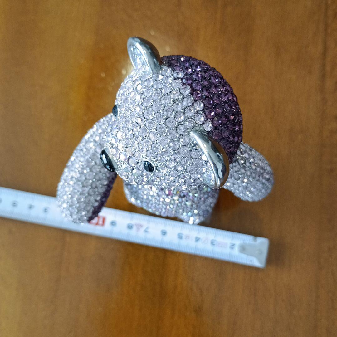 クリスタル、スワロフスキー装飾✳テディベア　ピンクパープル　アメリカ製　希少