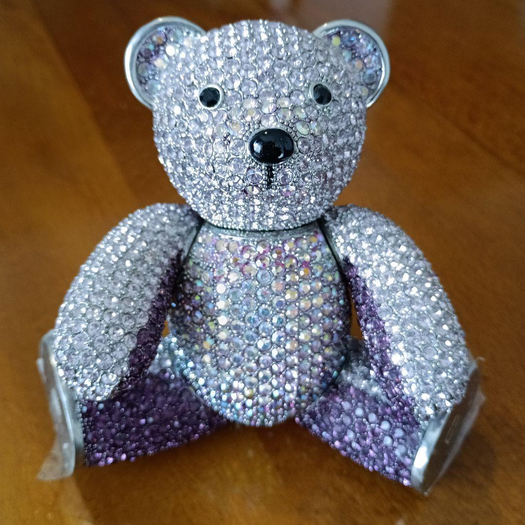 クリスタル、スワロフスキー装飾✳テディベア　ピンクパープル　アメリカ製　希少