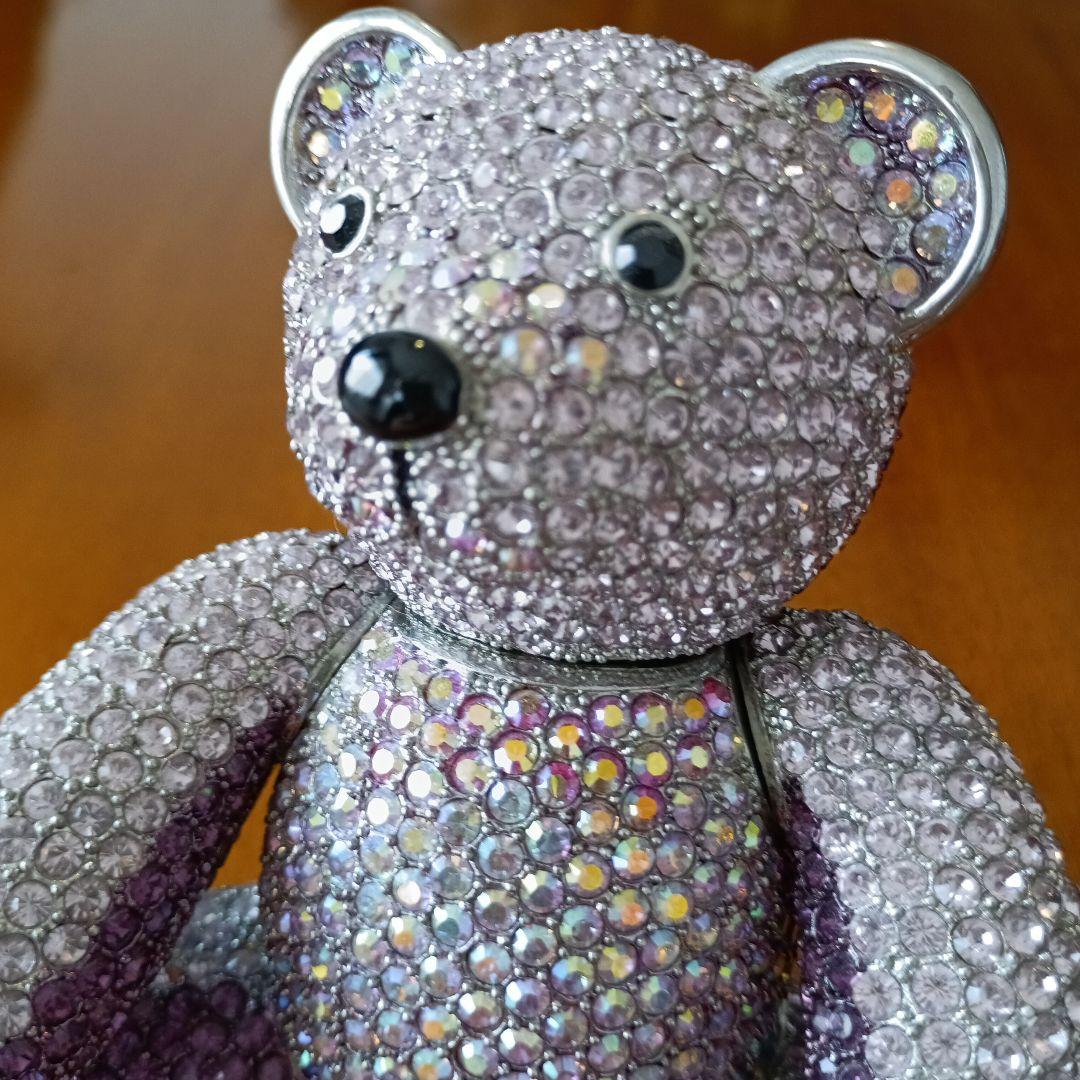 クリスタル、スワロフスキー装飾✳テディベア　ピンクパープル　アメリカ製　希少