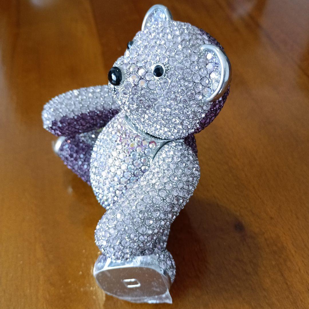 クリスタル、スワロフスキー装飾✳テディベア　ピンクパープル　アメリカ製　希少