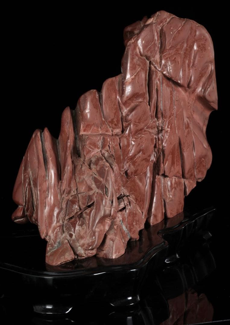 赤石 赤色天然石 レバー鑑賞石 水石 原石 鑑賞石 飾石 美石 台座付