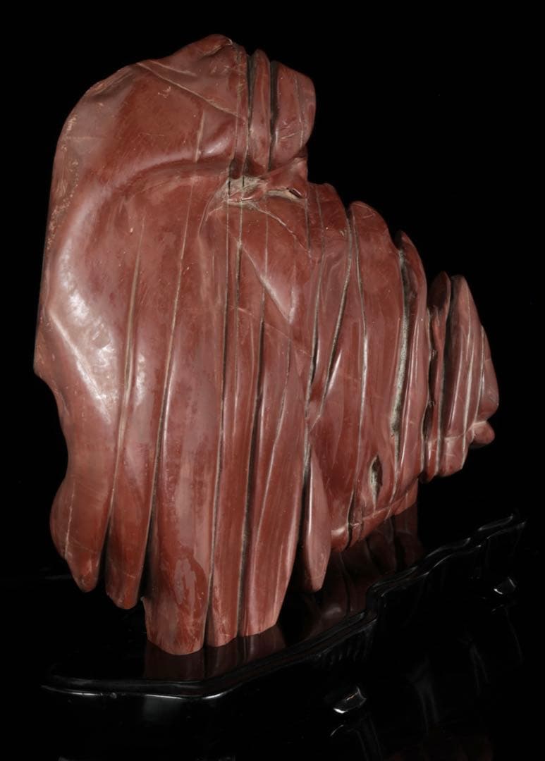 赤石 赤色天然石 レバー鑑賞石 水石 原石 鑑賞石 飾石 美石 台座付