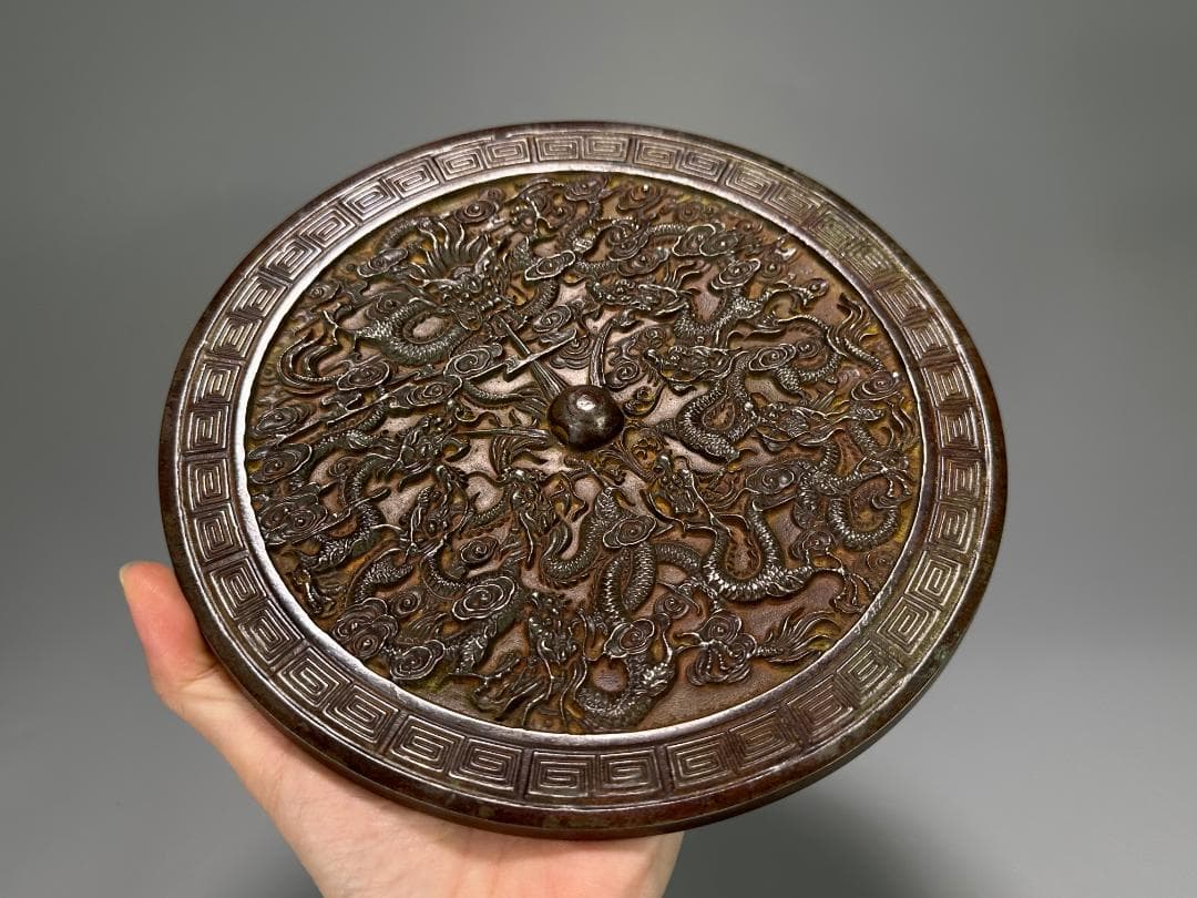 25.10.7-2 銅製　龍文銅鏡　唐鏡　唐物　時代　中国