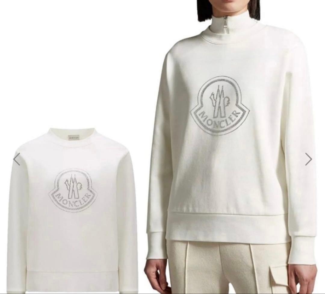 23AW美品❣️正规品❣️男女兼用モンクレールロゴエンブロイダリートレーナーホワイト