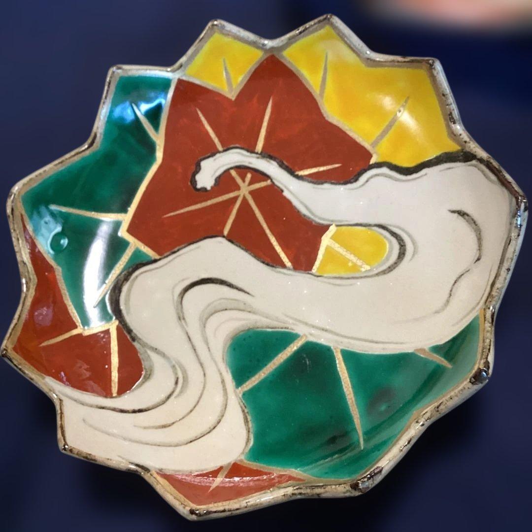 京焼乾山写立田川向付5客　　新品未使用