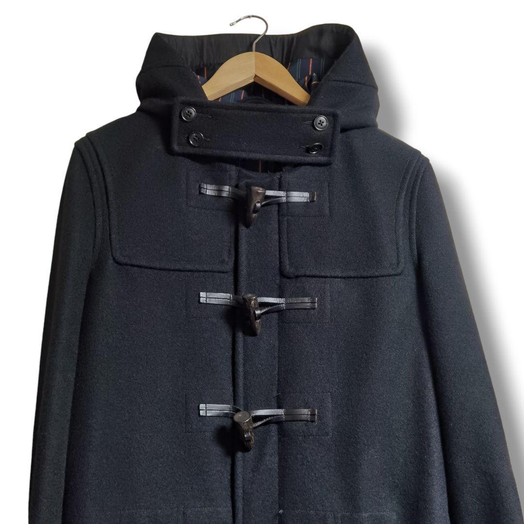 【極美品】フレッドペリー ウールダッフルコート 裏地ストライプ サイズＳ 黒
