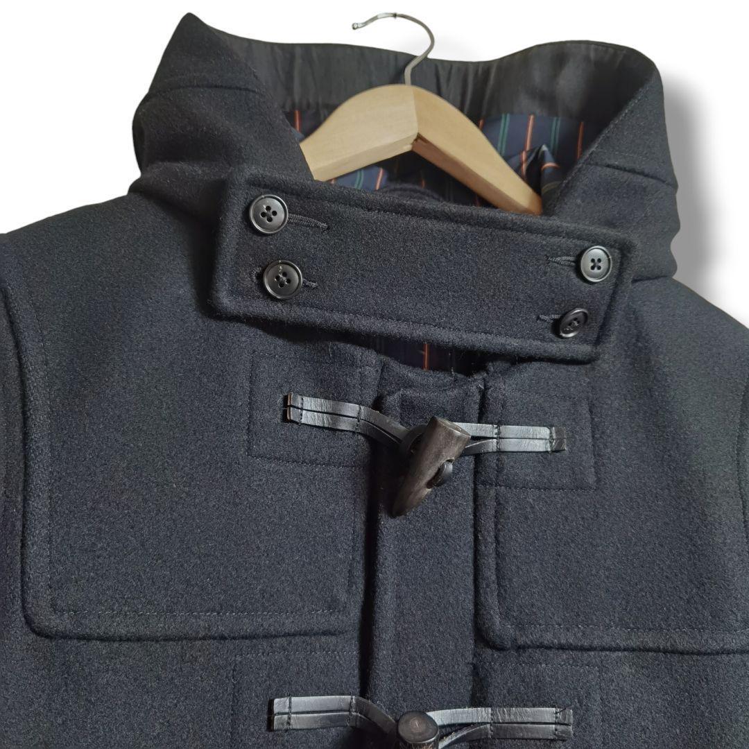 【極美品】フレッドペリー ウールダッフルコート 裏地ストライプ サイズＳ 黒