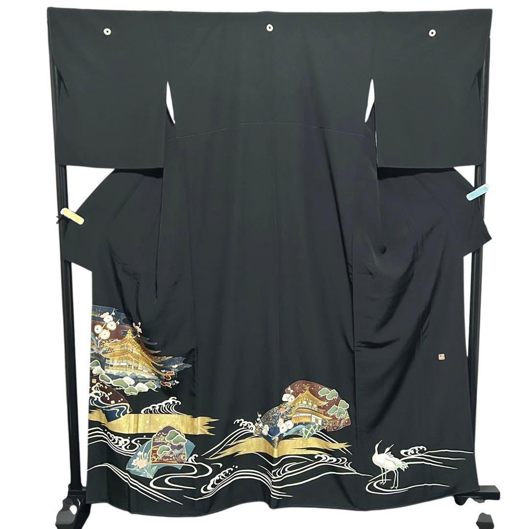 未使用近い　美品　袷　正絹　作家物　落款　五つ紋　黒留袖　フルセット