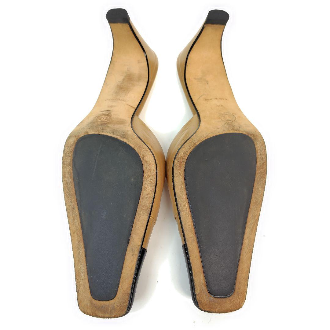 ★使用感少なめ★シャネル ミュール 38 サンダル スクエア バイカラー