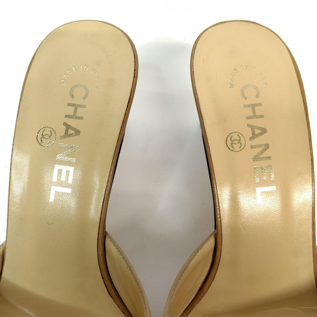 ★使用感少なめ★シャネル ミュール 38 サンダル スクエア バイカラー