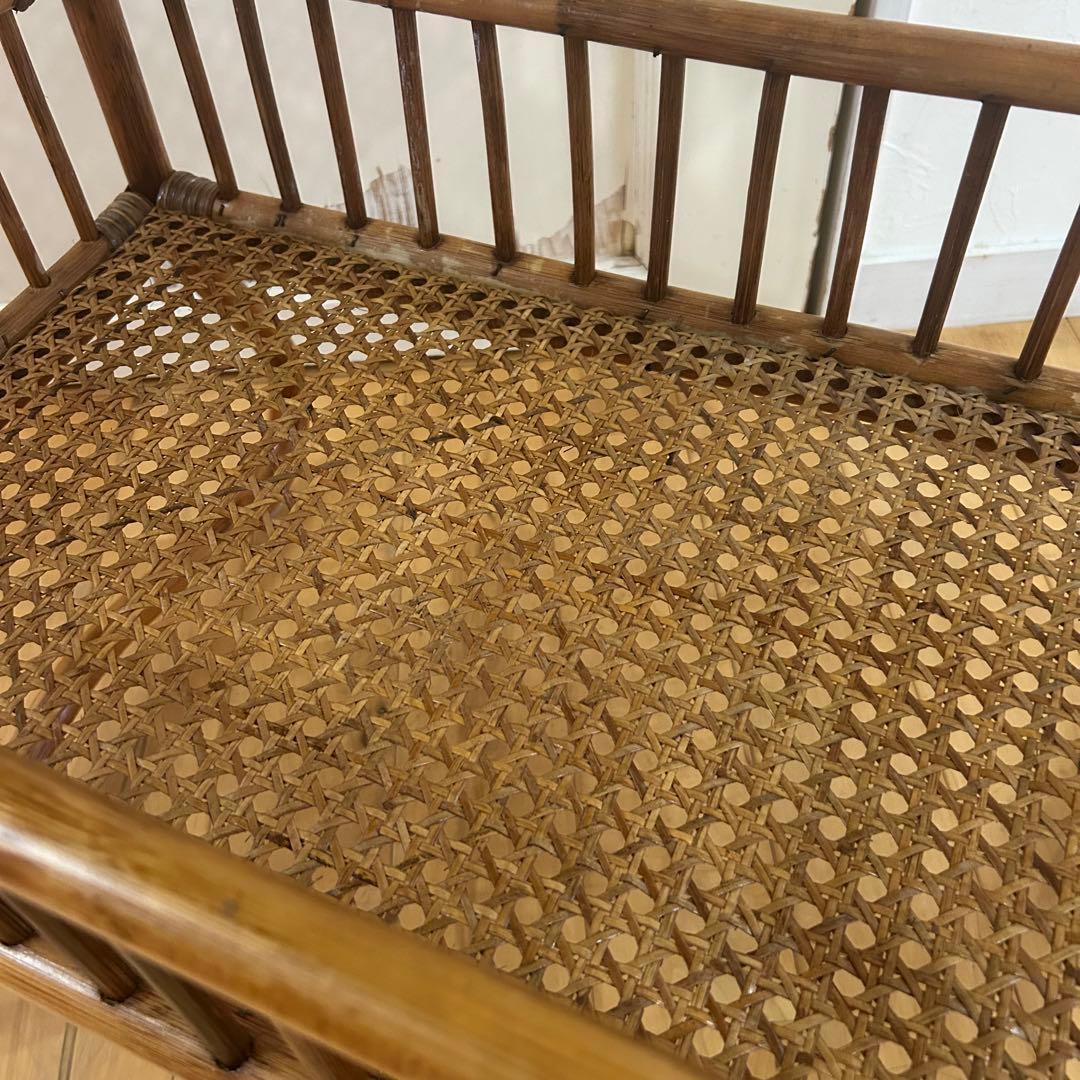 ☆アンティーク☆ ラタン　脱衣かご　ワゴン　マルチ　ラック　バスケット　古道具