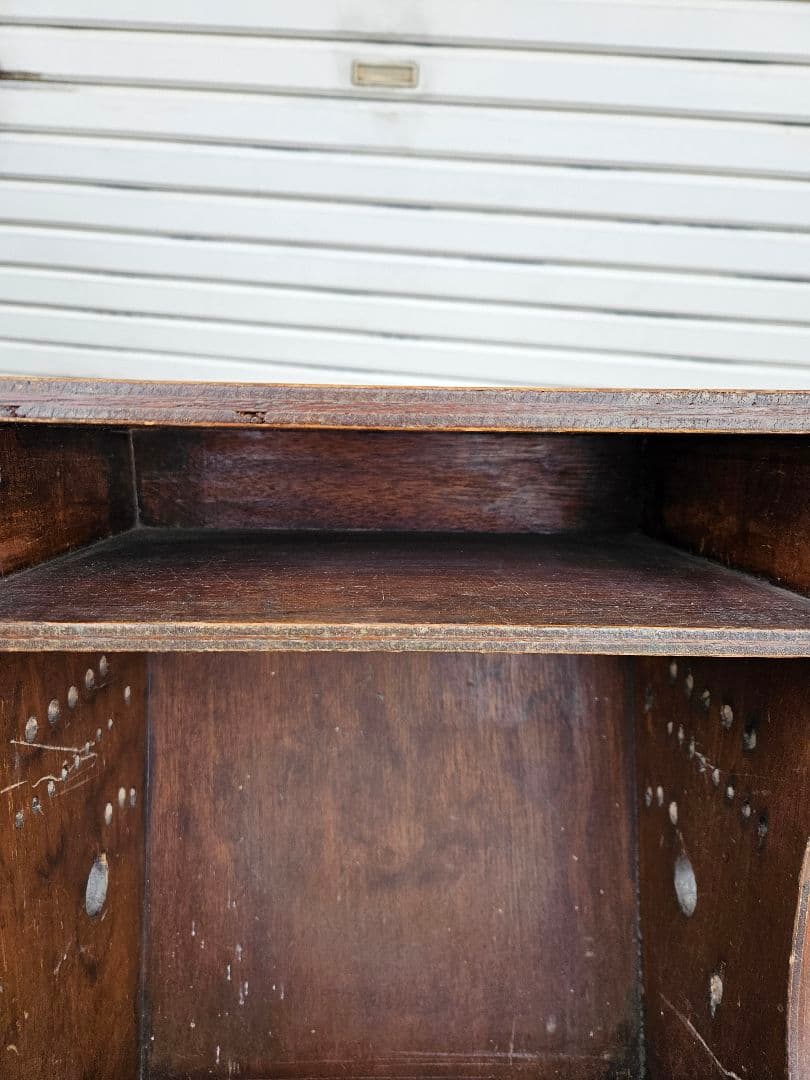 日本のアンティーク 古い飾り棚 木製 花台 サイドテーブル レターラック 本棚