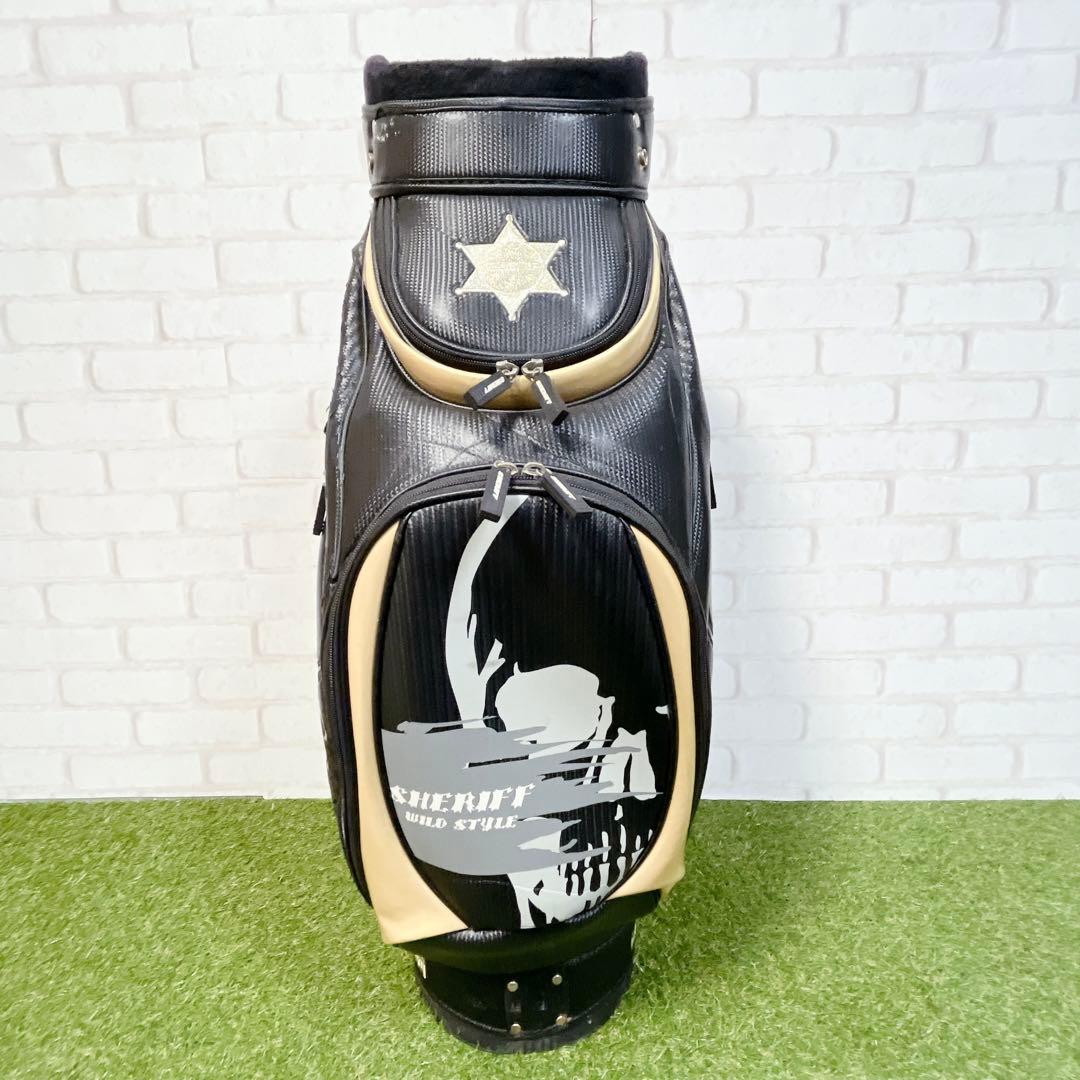 SHERIFF キャディバッグ スカルデザイン　ブラック ゴールド