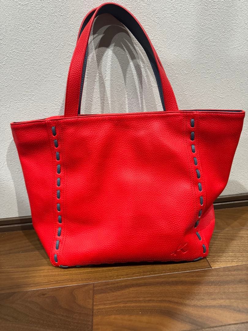 【キタムラ】未使用　レザー 赤 バッグ3点セット　1箇所ひび割れあり