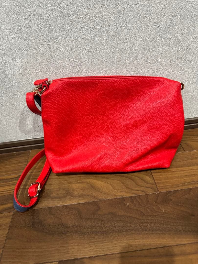 【キタムラ】未使用　レザー 赤 バッグ3点セット　1箇所ひび割れあり