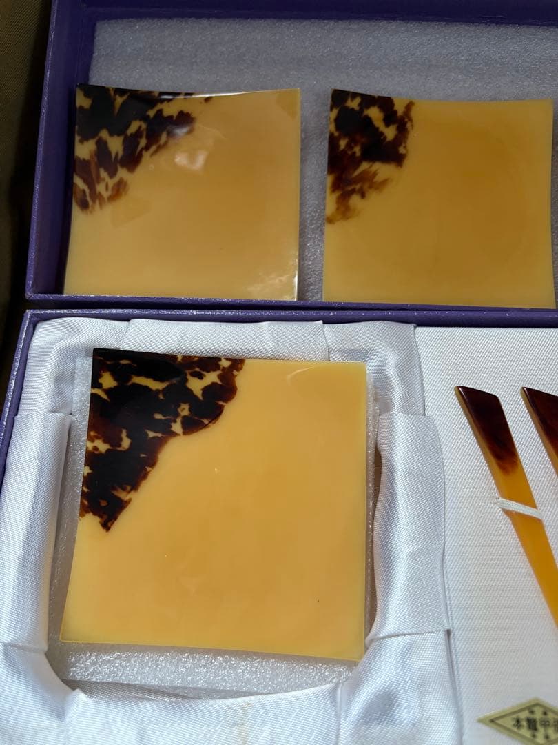 ゆ*ー様 本鼈甲　菓子切　楊枝　ケーキ皿　五客セット　未使用希少品