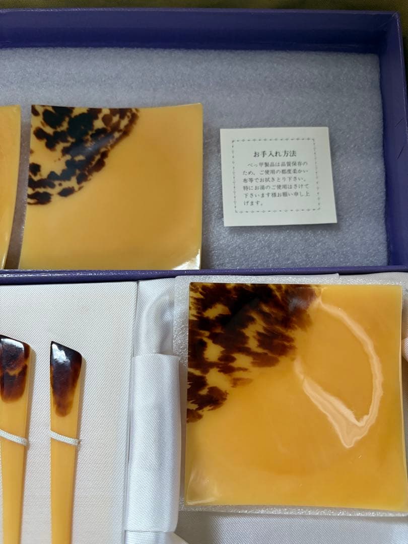ゆ*ー様 本鼈甲　菓子切　楊枝　ケーキ皿　五客セット　未使用希少品